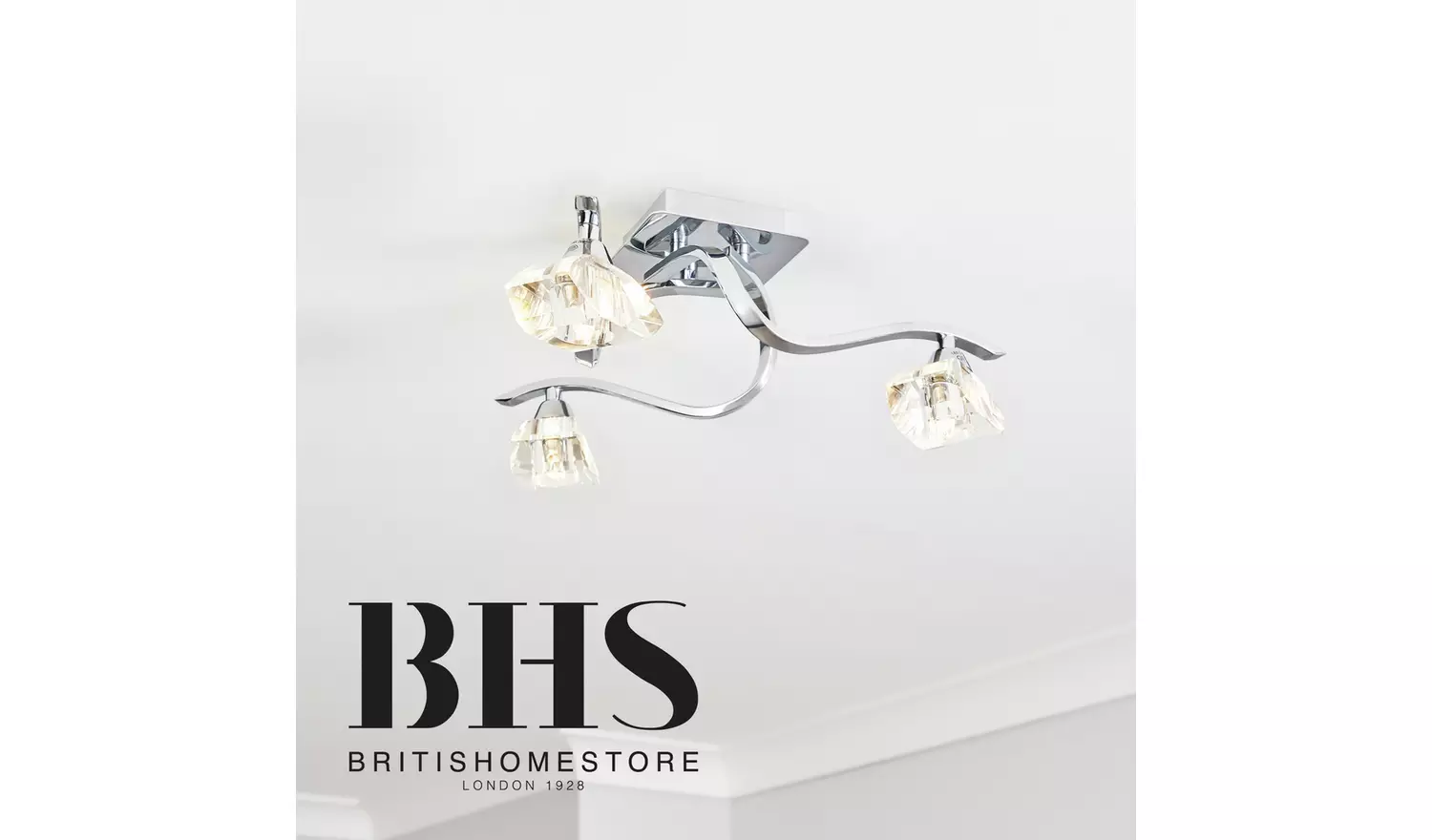 BHS Scorpio Glass Flush Ceiling Light - Silver