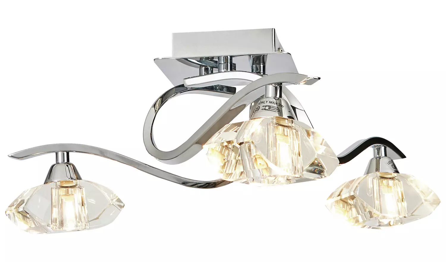 BHS Scorpio Glass Flush Ceiling Light - Silver