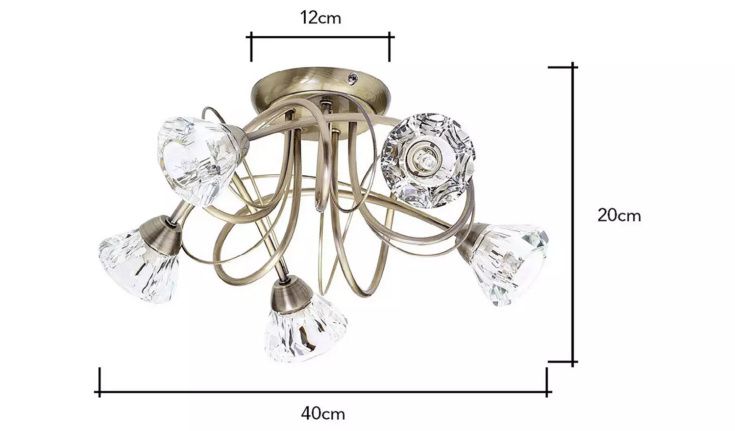 BHS Sagitarius Glass Flush to Ceiling Light - Brass