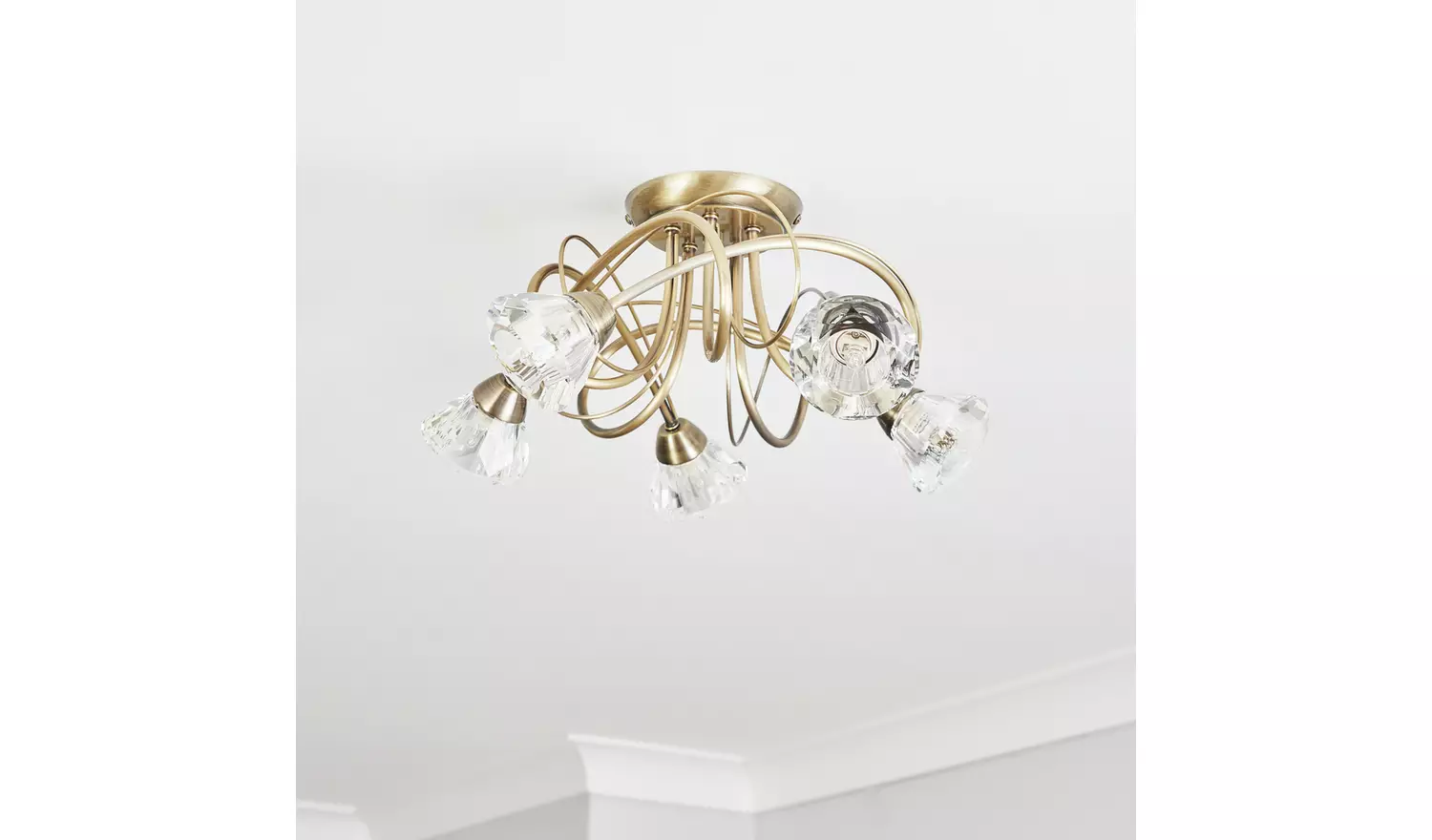 BHS Sagitarius Glass Flush to Ceiling Light - Brass