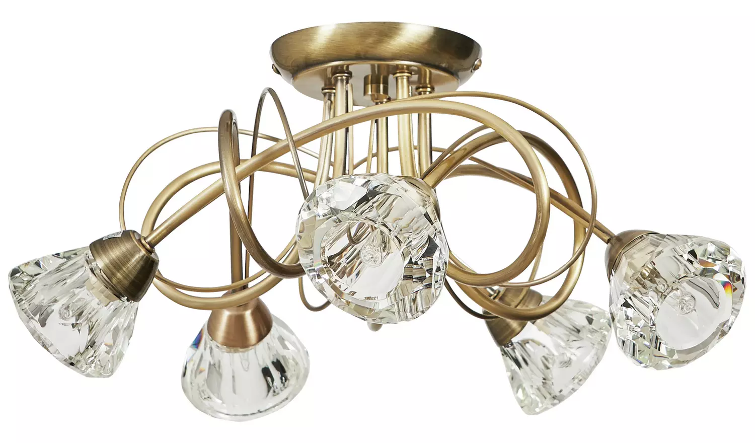 BHS Sagitarius Glass Flush to Ceiling Light - Brass