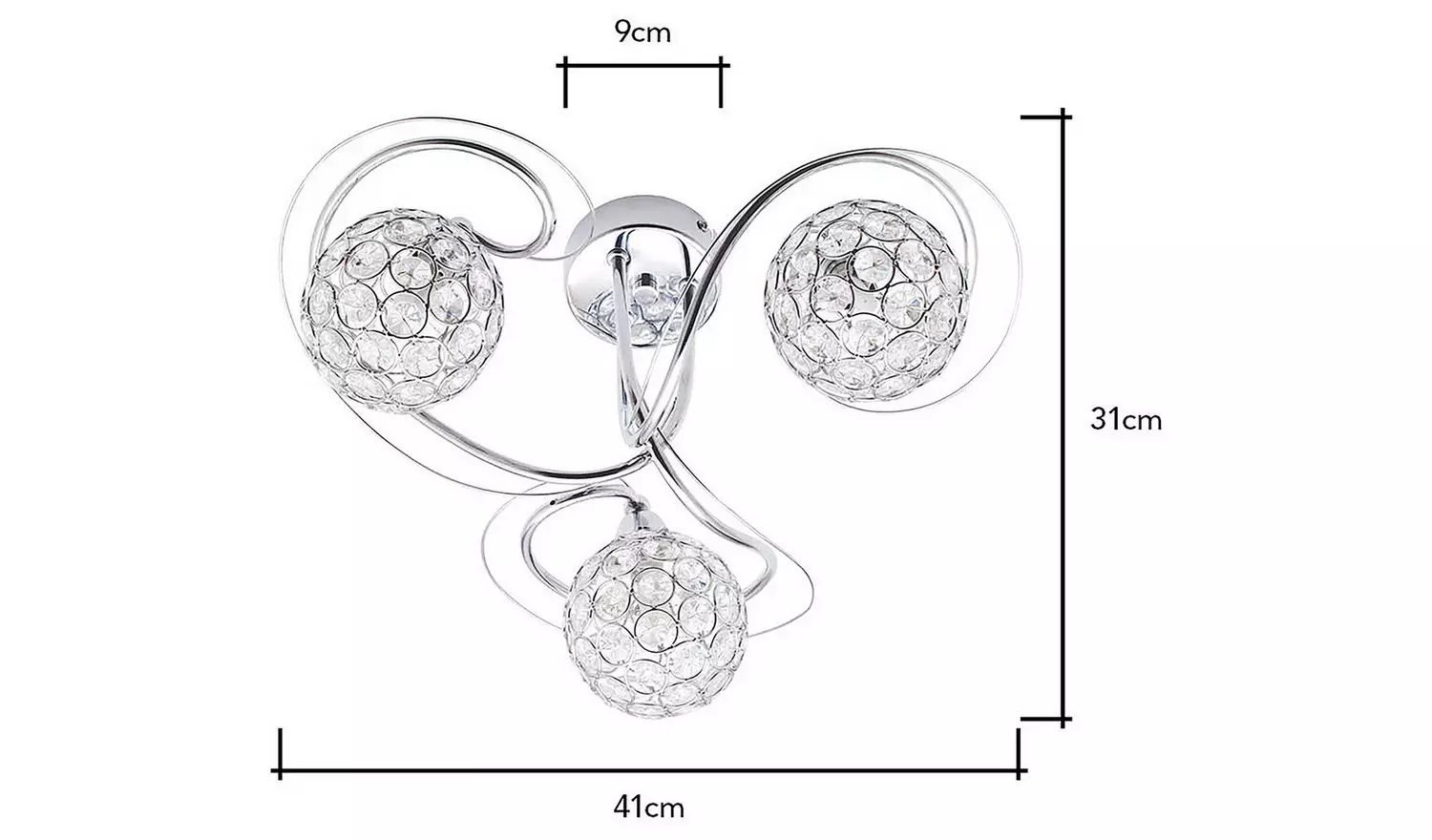 BHS Orchid Glass Flush to Ceiling Light - Silver