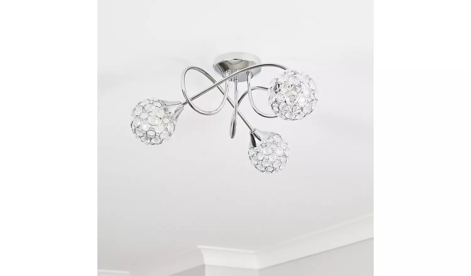 BHS Orchid Glass Flush to Ceiling Light - Silver