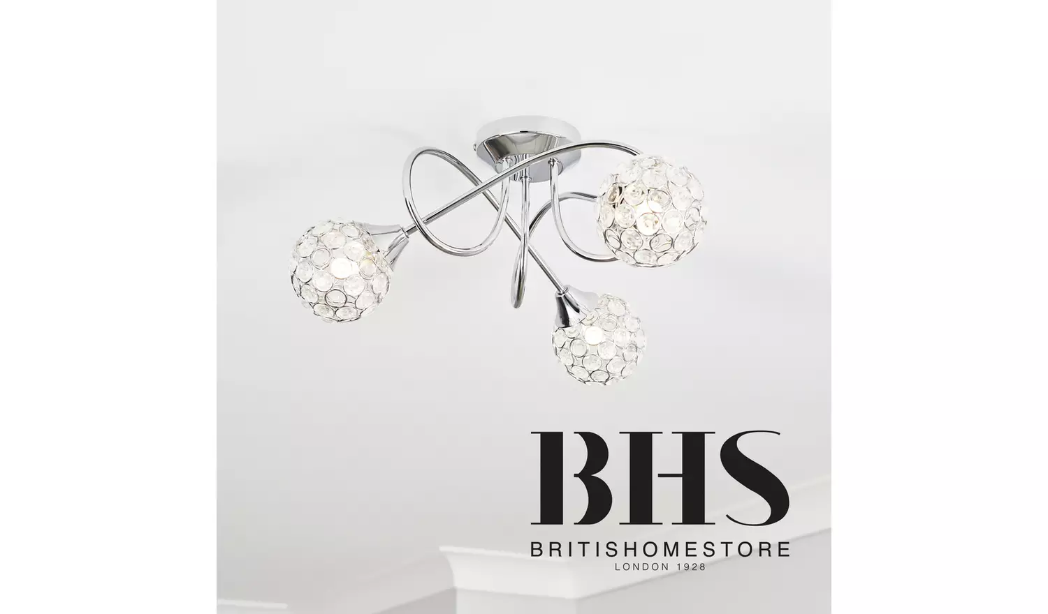 BHS Orchid Glass Flush to Ceiling Light - Silver