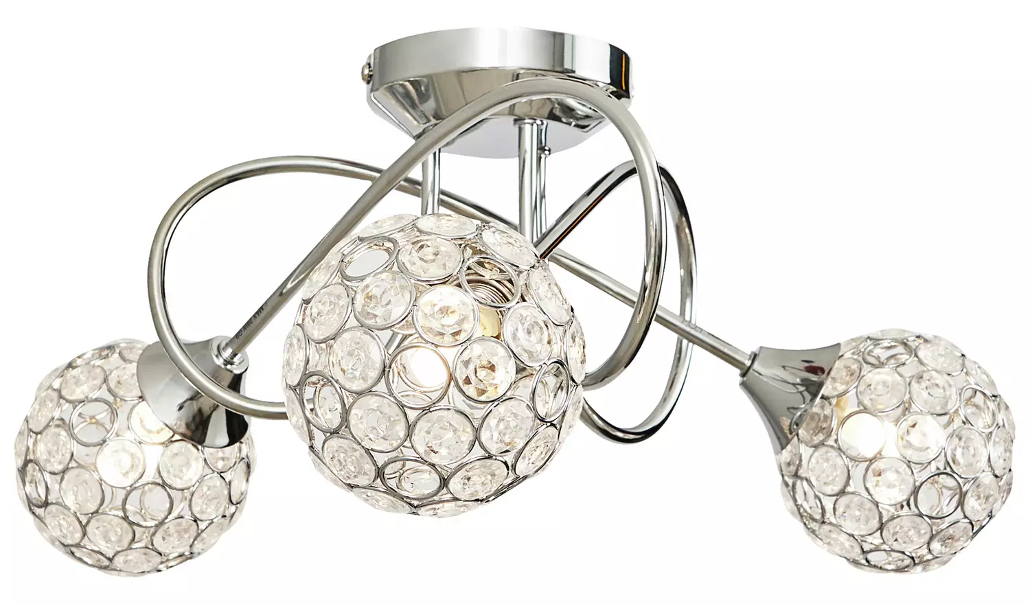 BHS Orchid Glass Flush to Ceiling Light - Silver