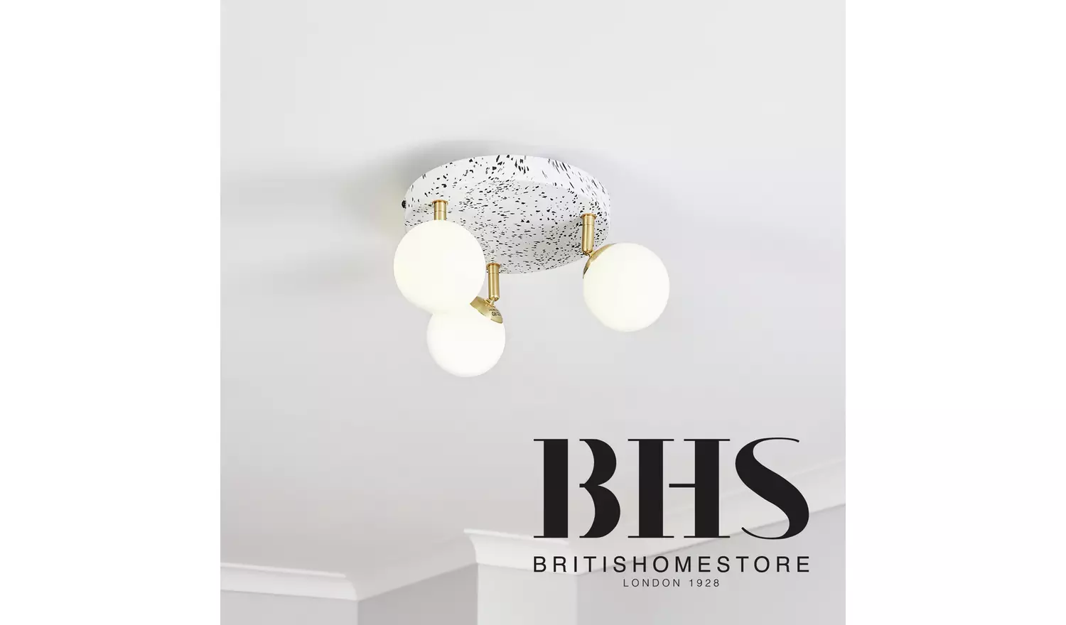 BHS Wilder Printed Flush Ceiling Light - Gold