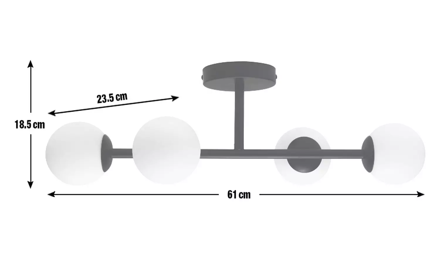 Habitat Opal Metal Bathroom Flush Ceiling Light - Black