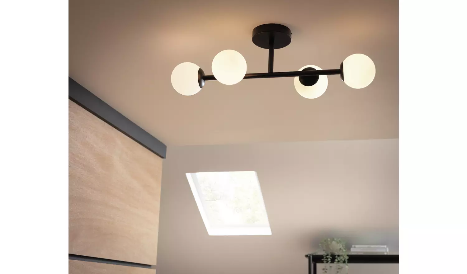 Habitat Opal Metal Bathroom Flush Ceiling Light - Black