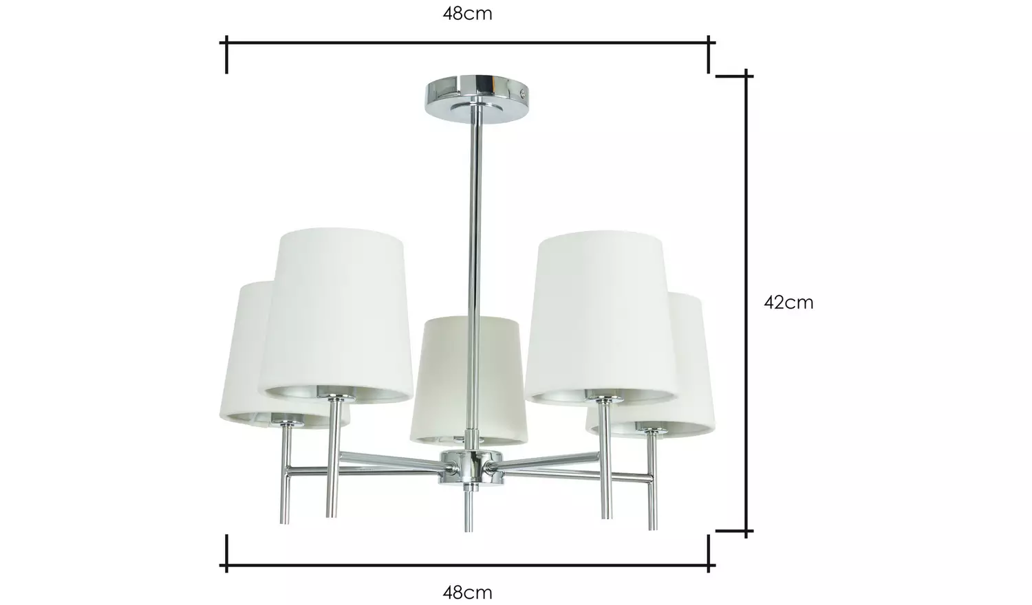 BHS Louisa Metal 5 Light Semi Flush Ceiling Light- White