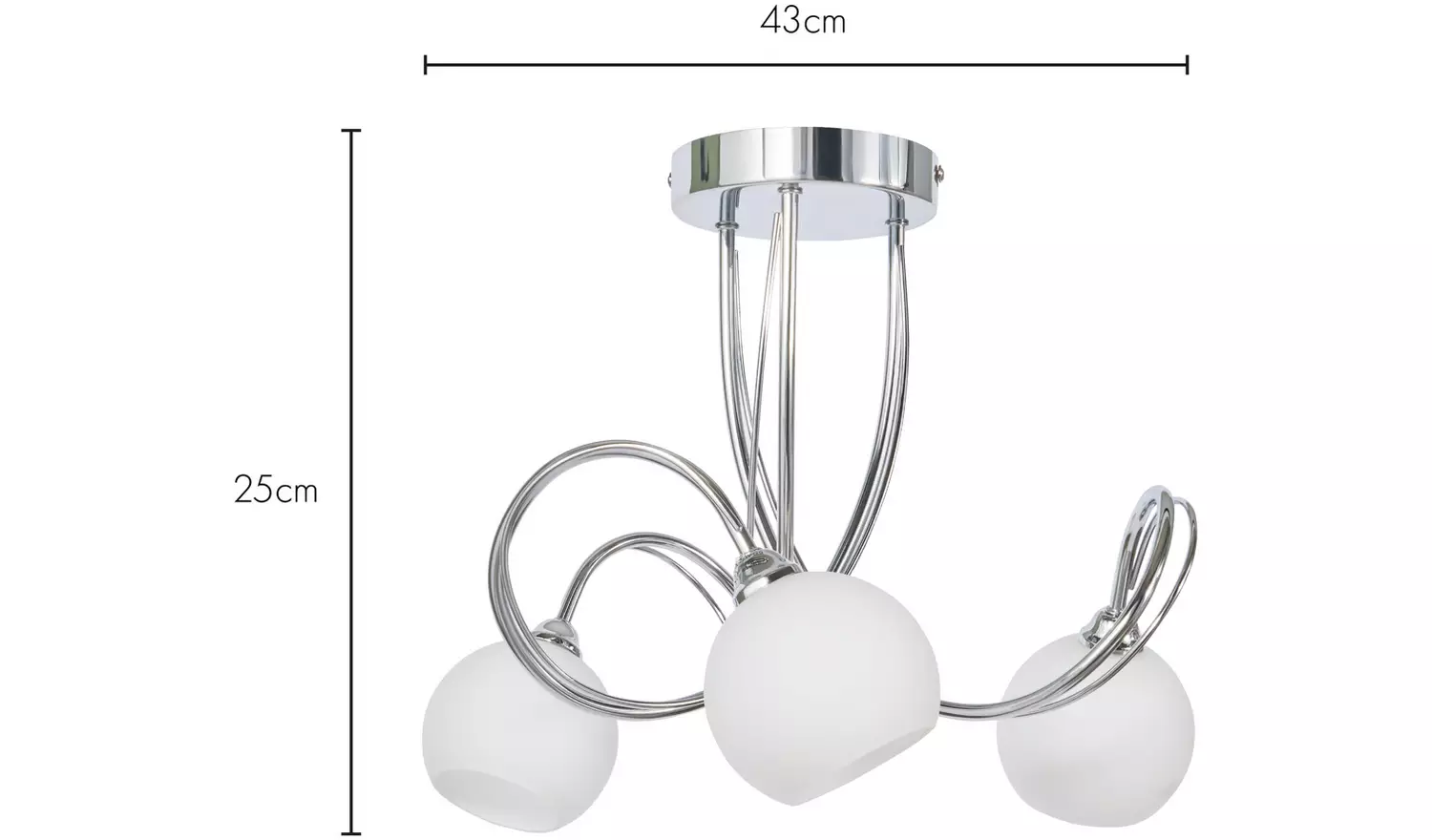 BHS Acacia Glass 3 Light Flush to Ceiling Light - Chrome