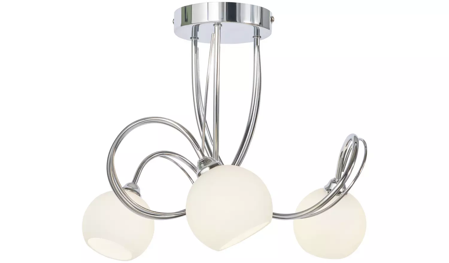BHS Acacia Glass 3 Light Flush to Ceiling Light - Chrome