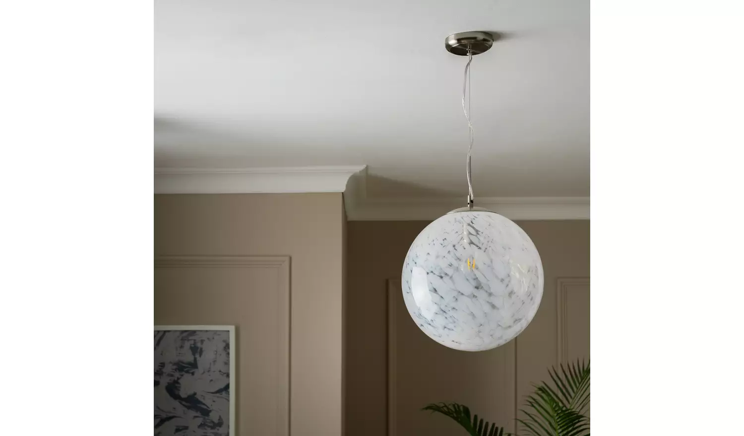 Habitat White Confetti Metal&Glass Ball Pendant Light- White