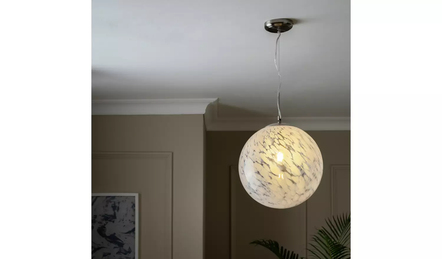 Habitat White Confetti Metal&Glass Ball Pendant Light- White