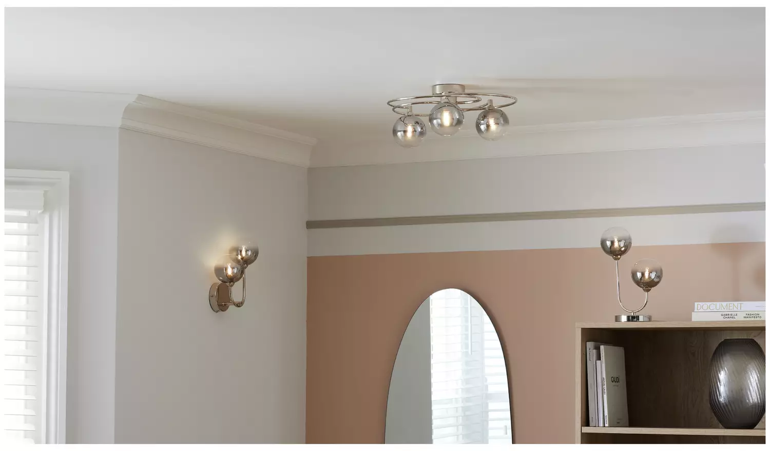 Argos Home Ombre Glass 3 Light Flush Ceiling Light - Nickel