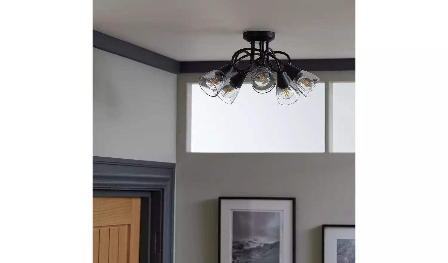 Argos Home Curico Metal 5 Light Flush Ceiling Light- Black