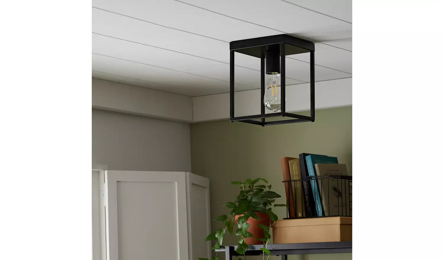 Argos Home Carriage Metal Flush Ceiling Light - Black