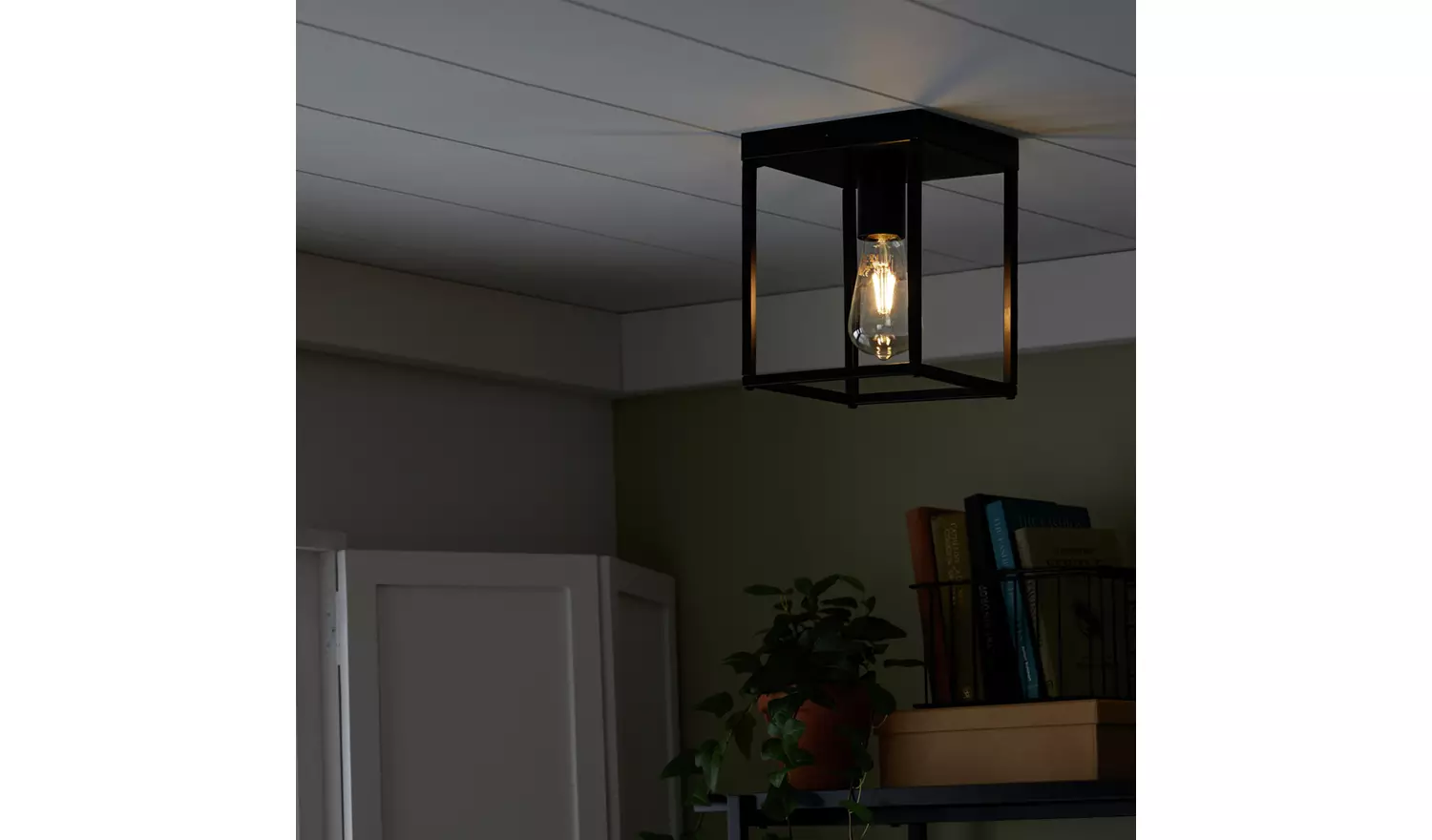 Argos Home Carriage Metal Flush Ceiling Light - Black