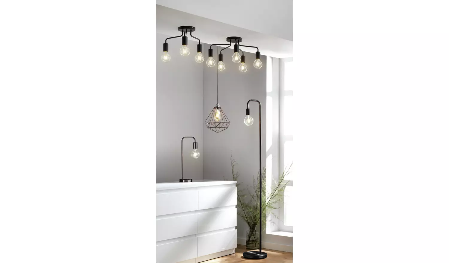 Habitat Rayner 3 Light Flush Ceiling Light - Black