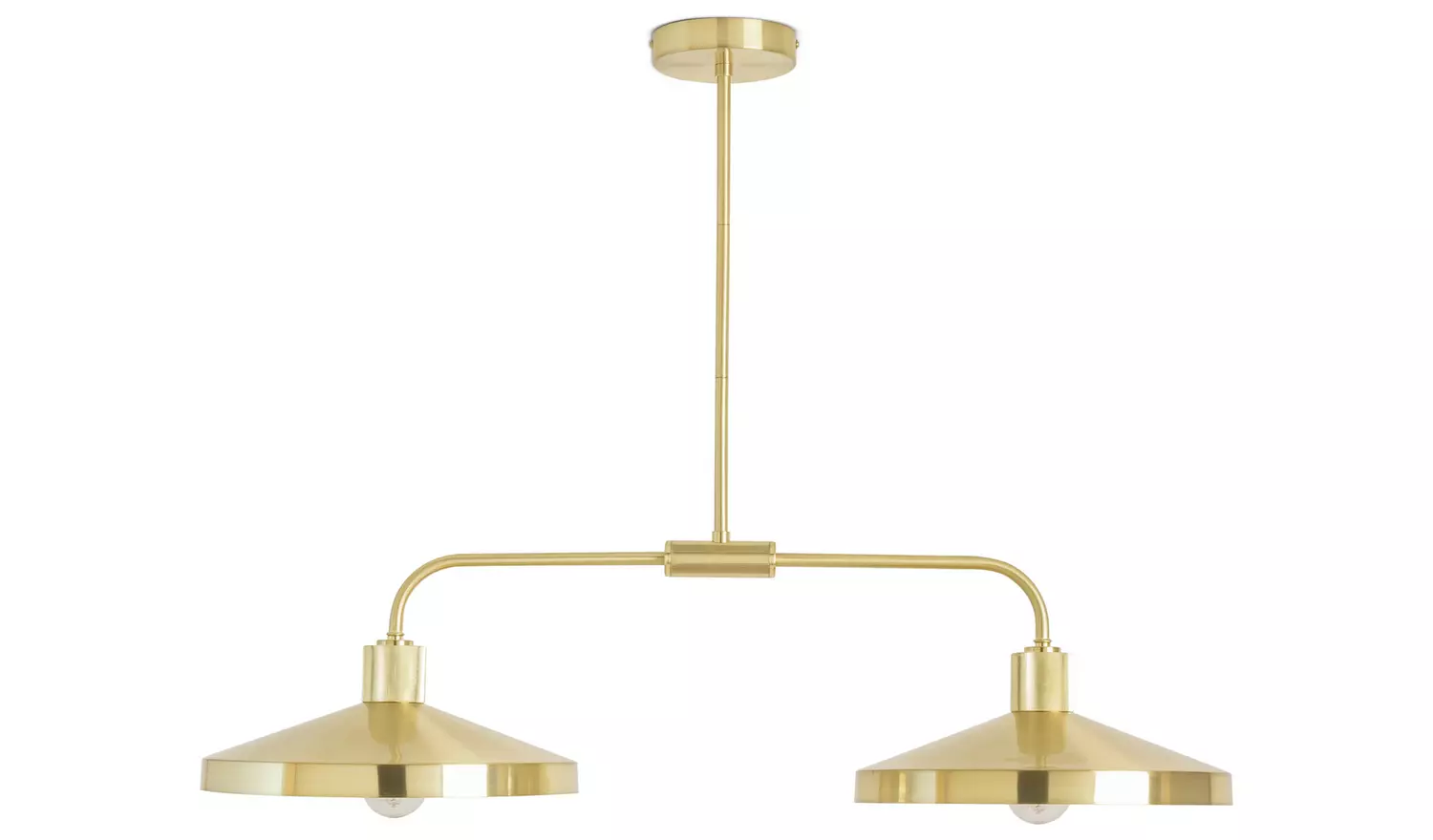 Habitat Cone Metal 2 Light Pendant Bar Light - Brass