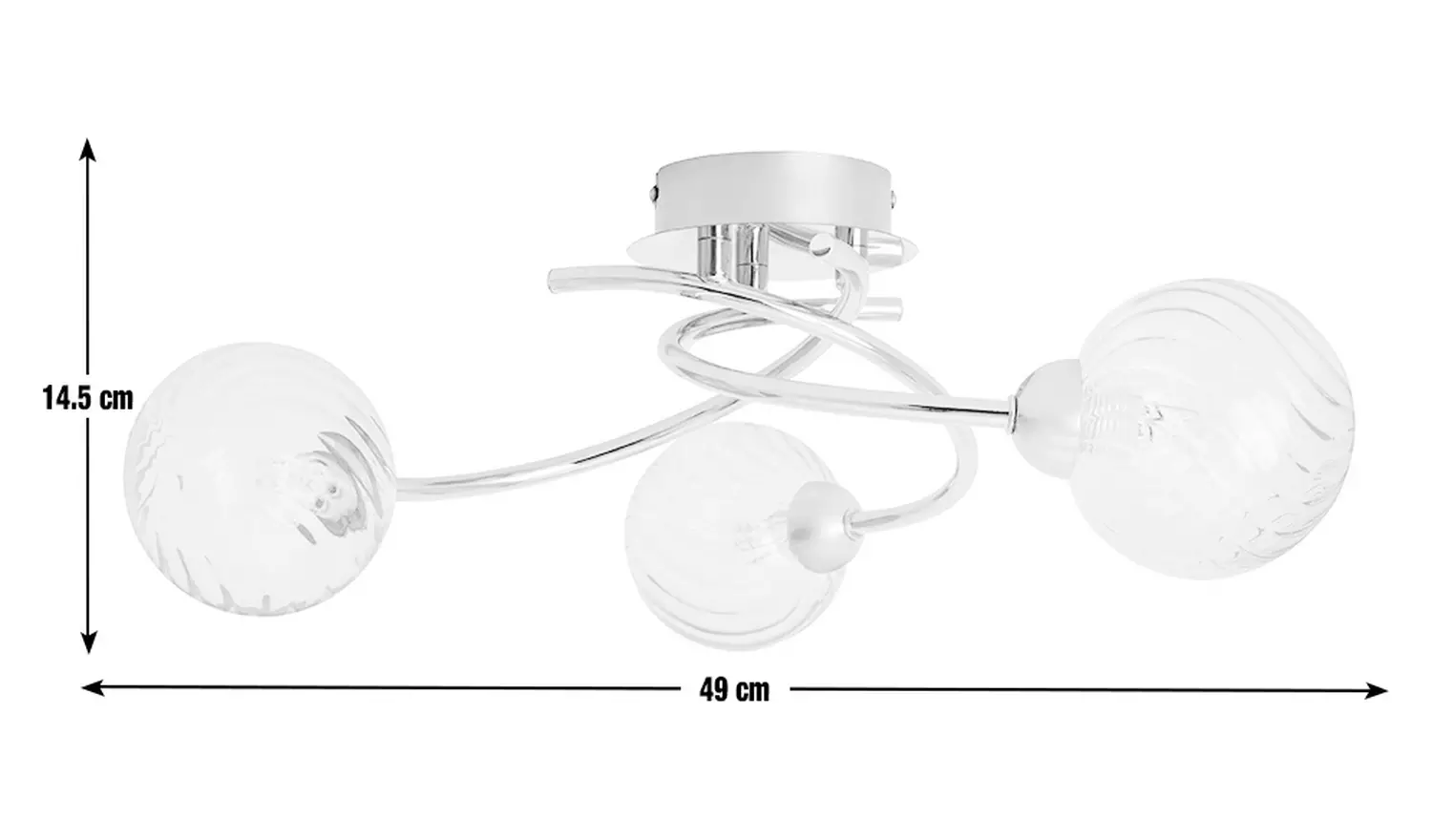 Argos Home Ribbed Globe Steel 3 Light Ceiling Light - Chrome