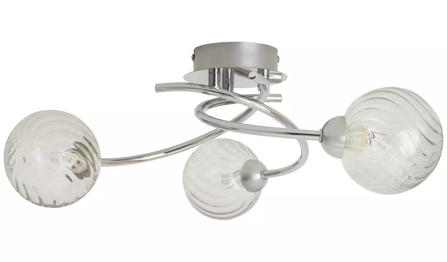 Argos Home Ribbed Globe Steel 3 Light Ceiling Light - Chrome