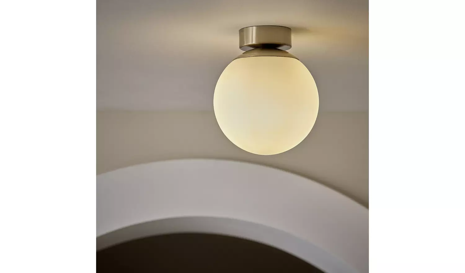 Habitat Opal Glass Bathroom Flush Ceiling Light - Brass