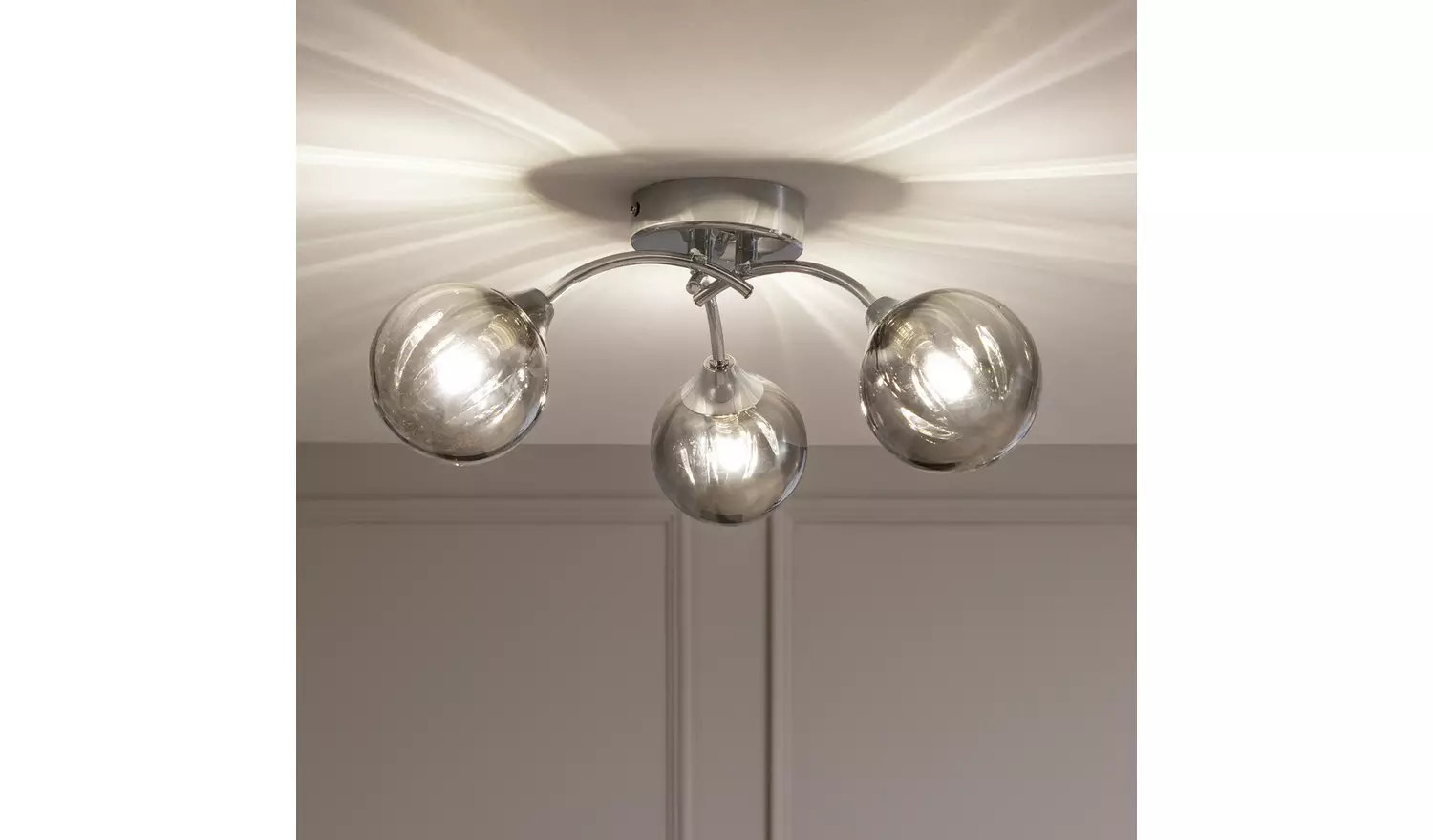 Argos Home Smoked Ribbed Globe Glass Ceiling Light - Chrome