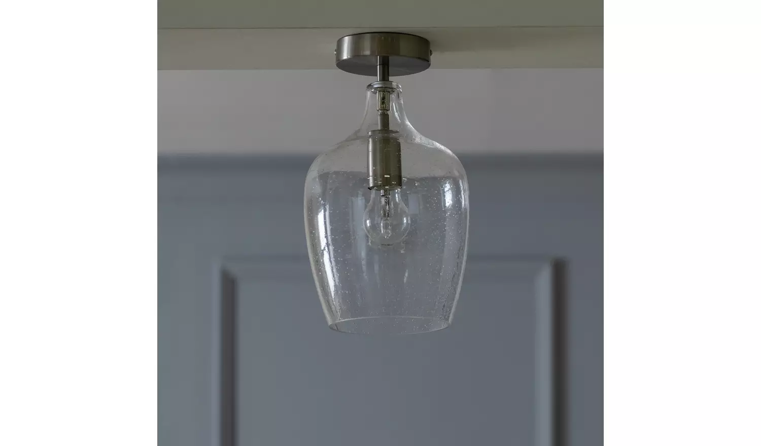 Habitat Abas Glass Flush to Ceiling Light - Satin Nickel