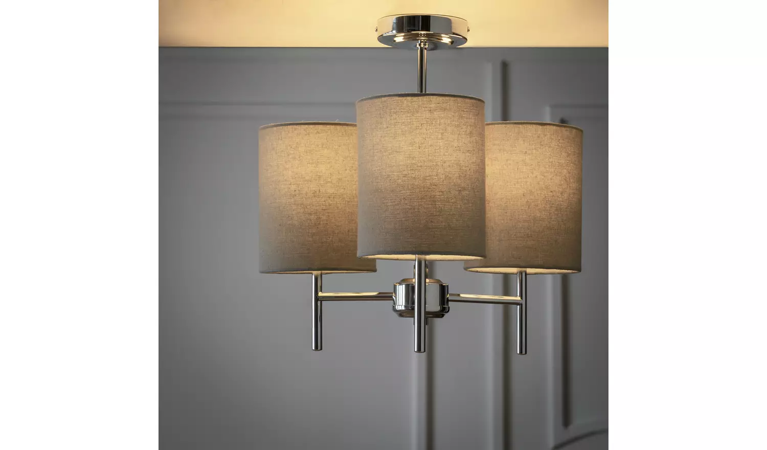 Argos Home Candelabra Steel 3 Light Ceiling Light - Grey
