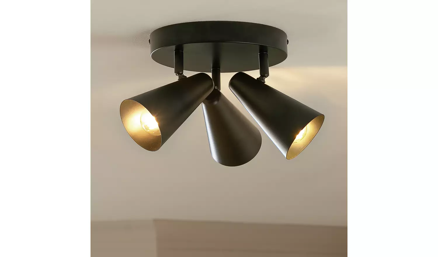 Habitat Steel 3 Lights Spotlight Plate - Matte Black