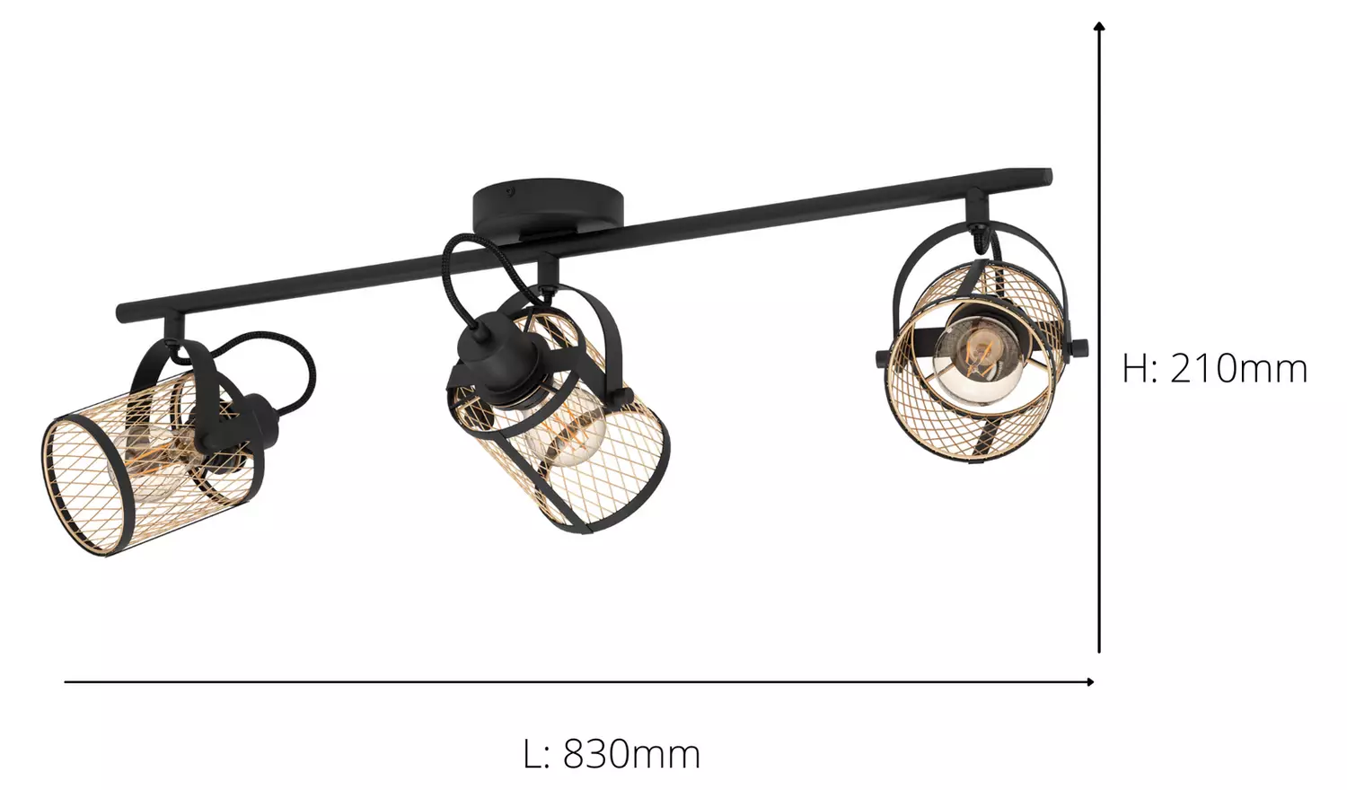 EGLO Dellow Steel 3 Light Spotlight - Black