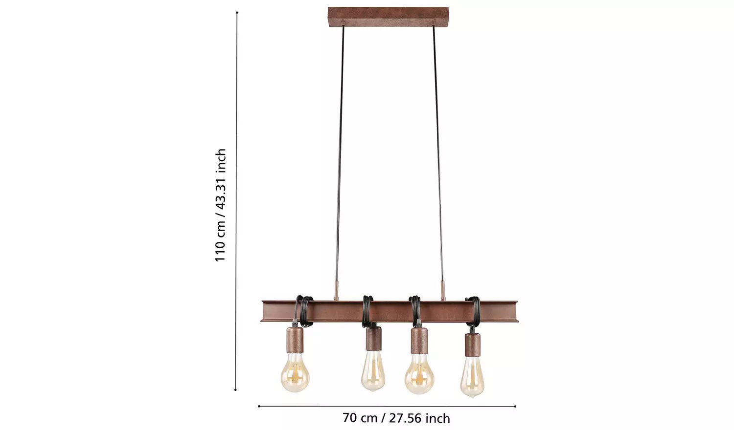 EGLO Townshend Steel 4 Light Ceiling Light - Antique Brass