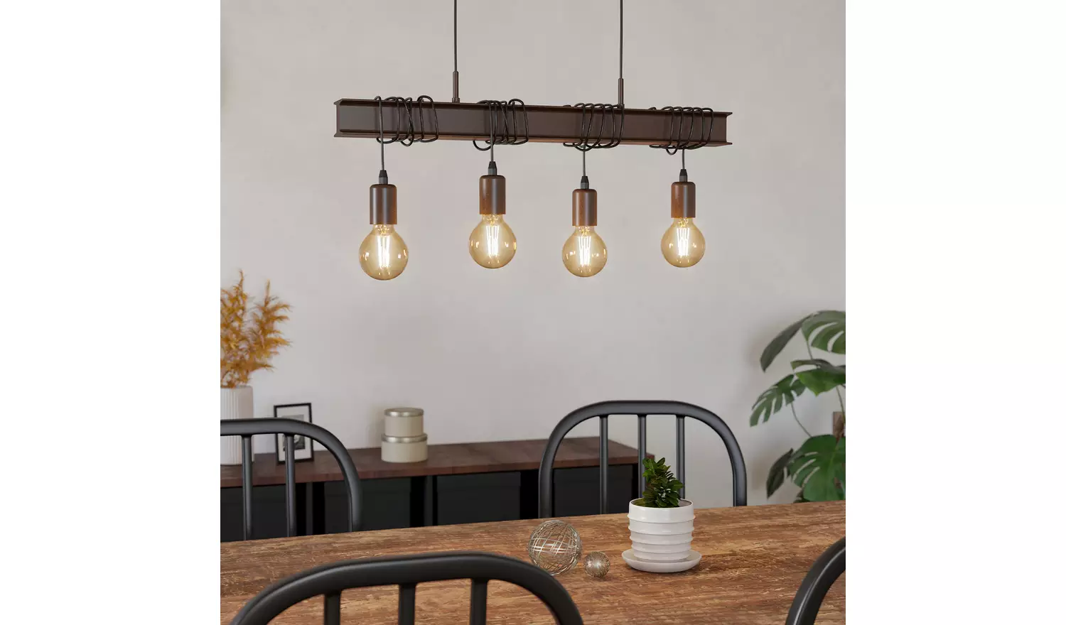 EGLO Townshend Steel 4 Light Ceiling Light - Antique Brass