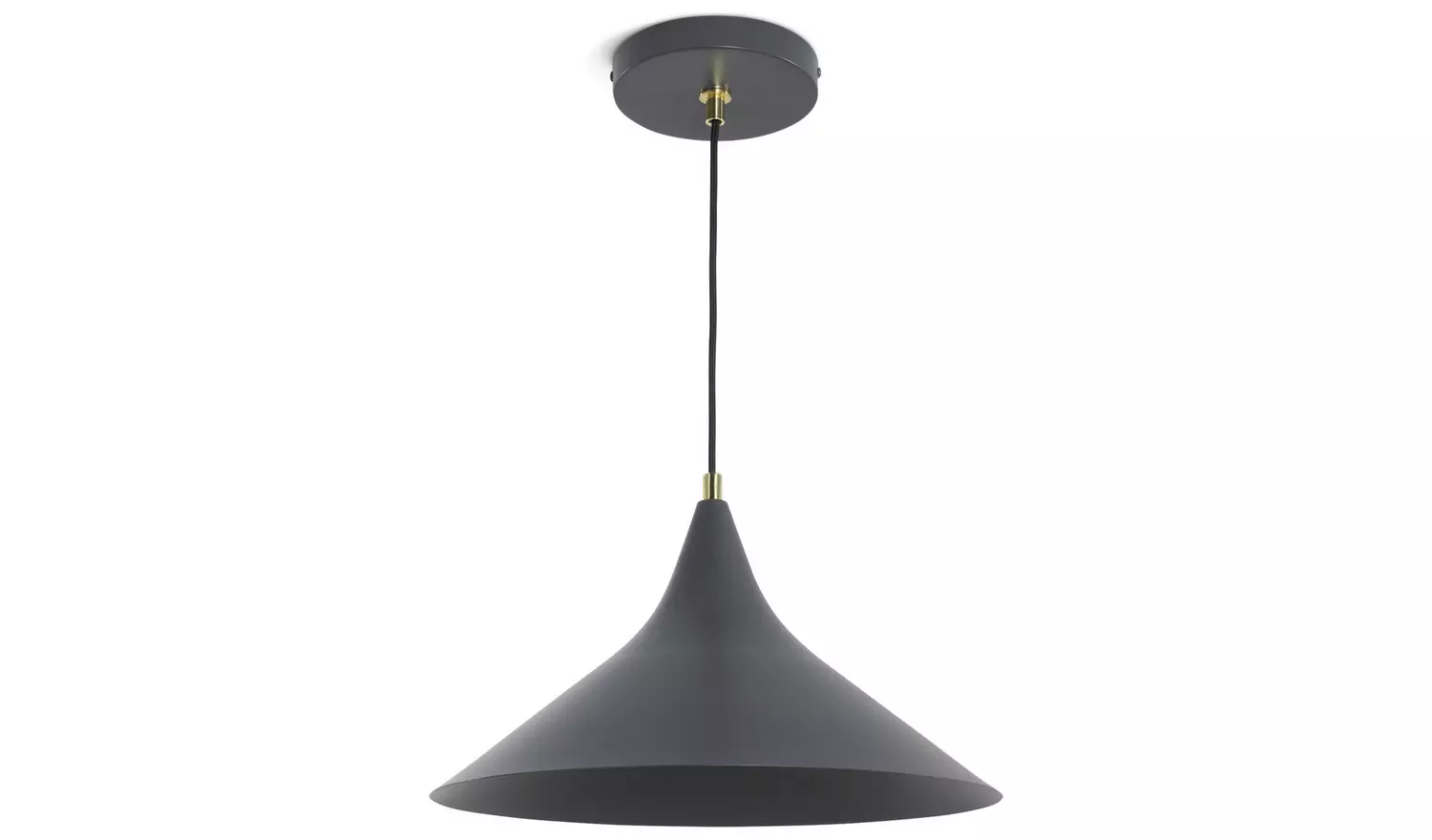 Habitat Spun Cone Metal Pendant Light- Black
