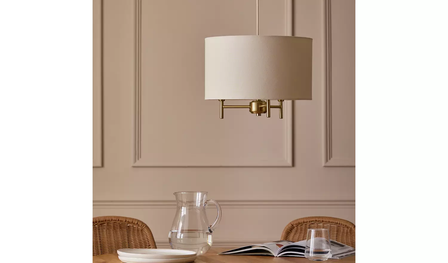 Argos Home Candelabra Steel Pendant Light - Brass & Natural