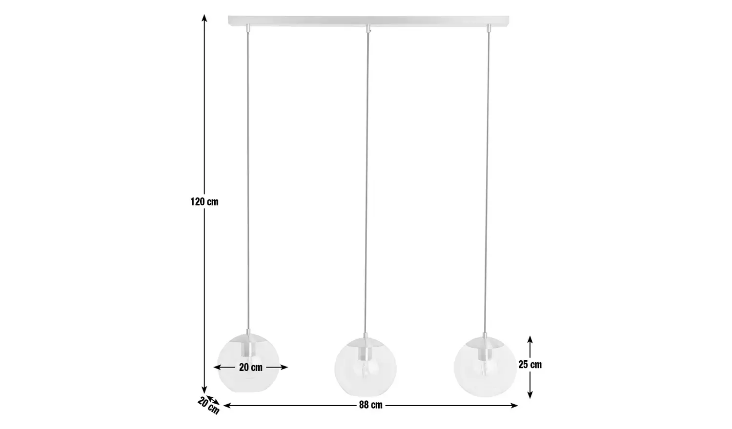 Habitat Coleman 3 Light Pendant Light - Brass