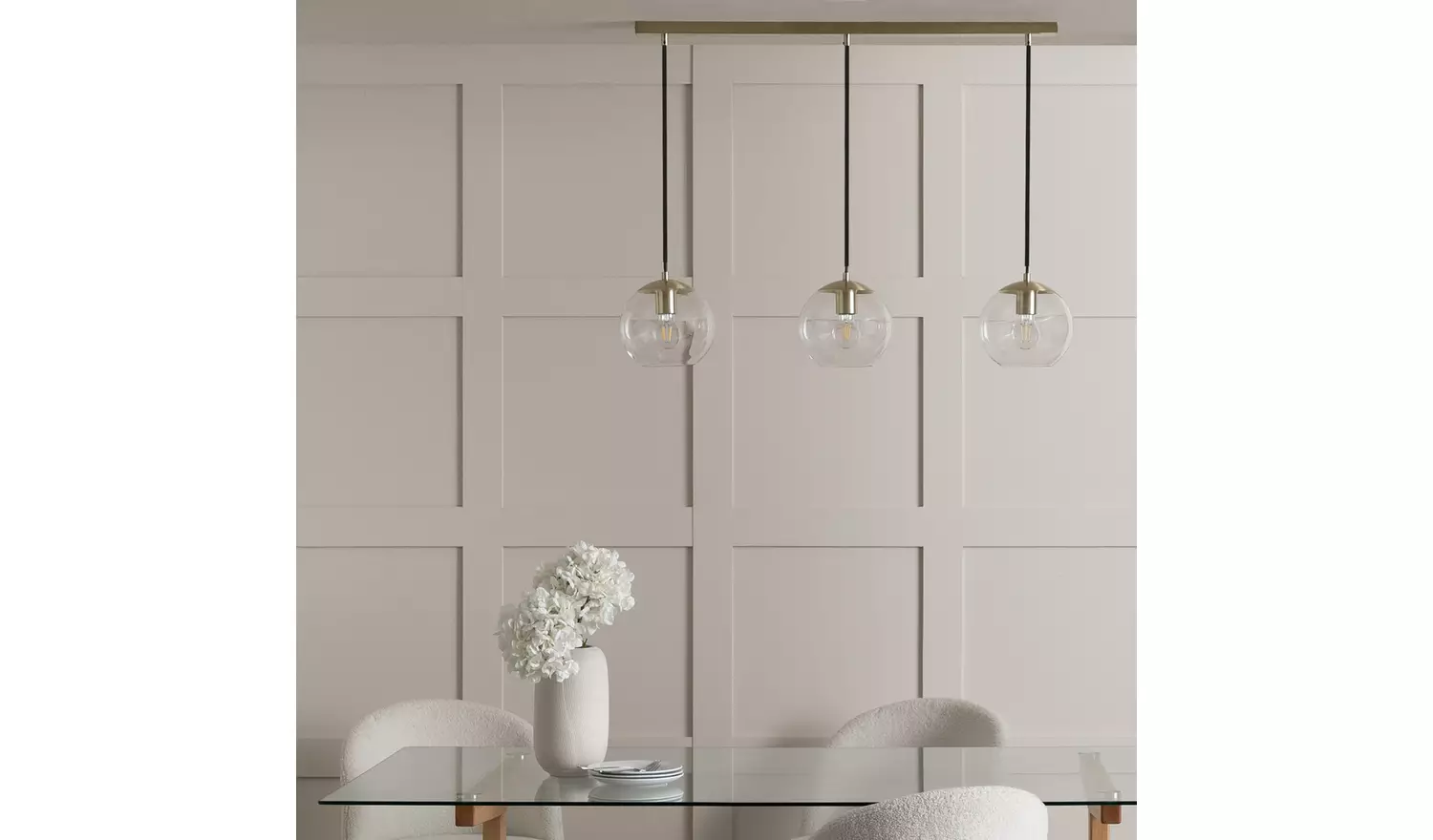 Habitat Coleman 3 Light Pendant Light - Brass