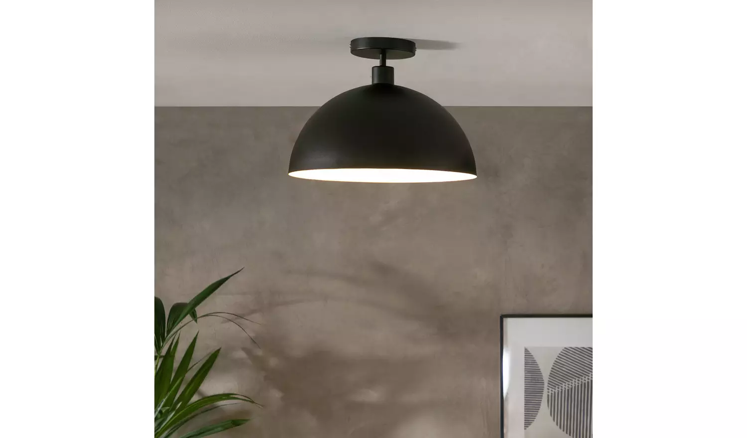 Habitat Steel Mushroom Flush Ceiling Light - Black