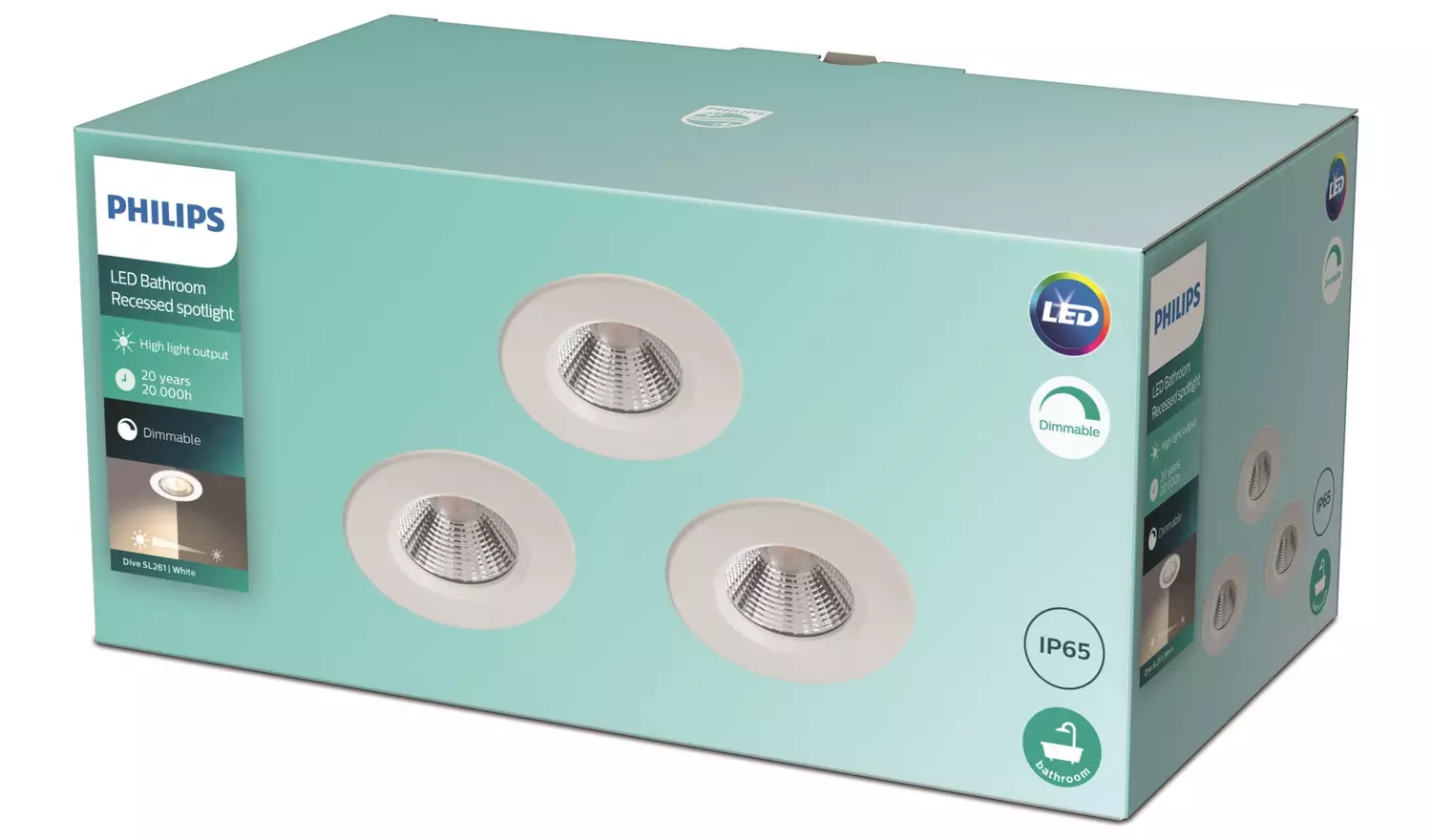 Philips Dive 3 Light Bathroom LED Spotlight - White