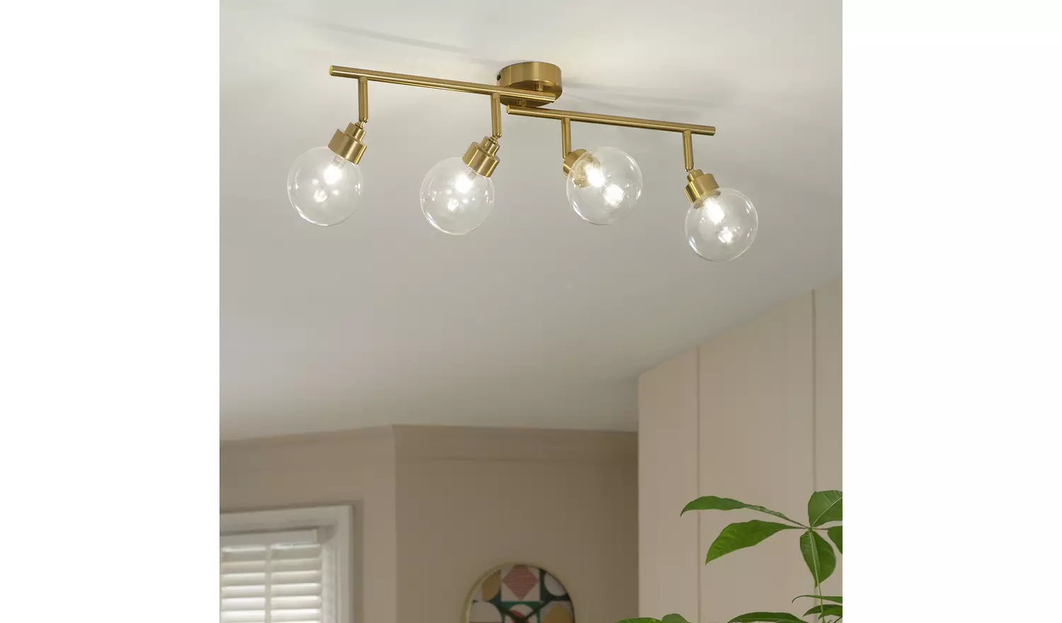 Habitat Tay Steel 4 Lights Spotlight Bar - Brass