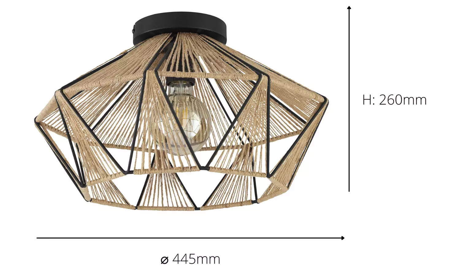EGLO Adwickle Steel & Yarn Flush Ceiling Light - Natural