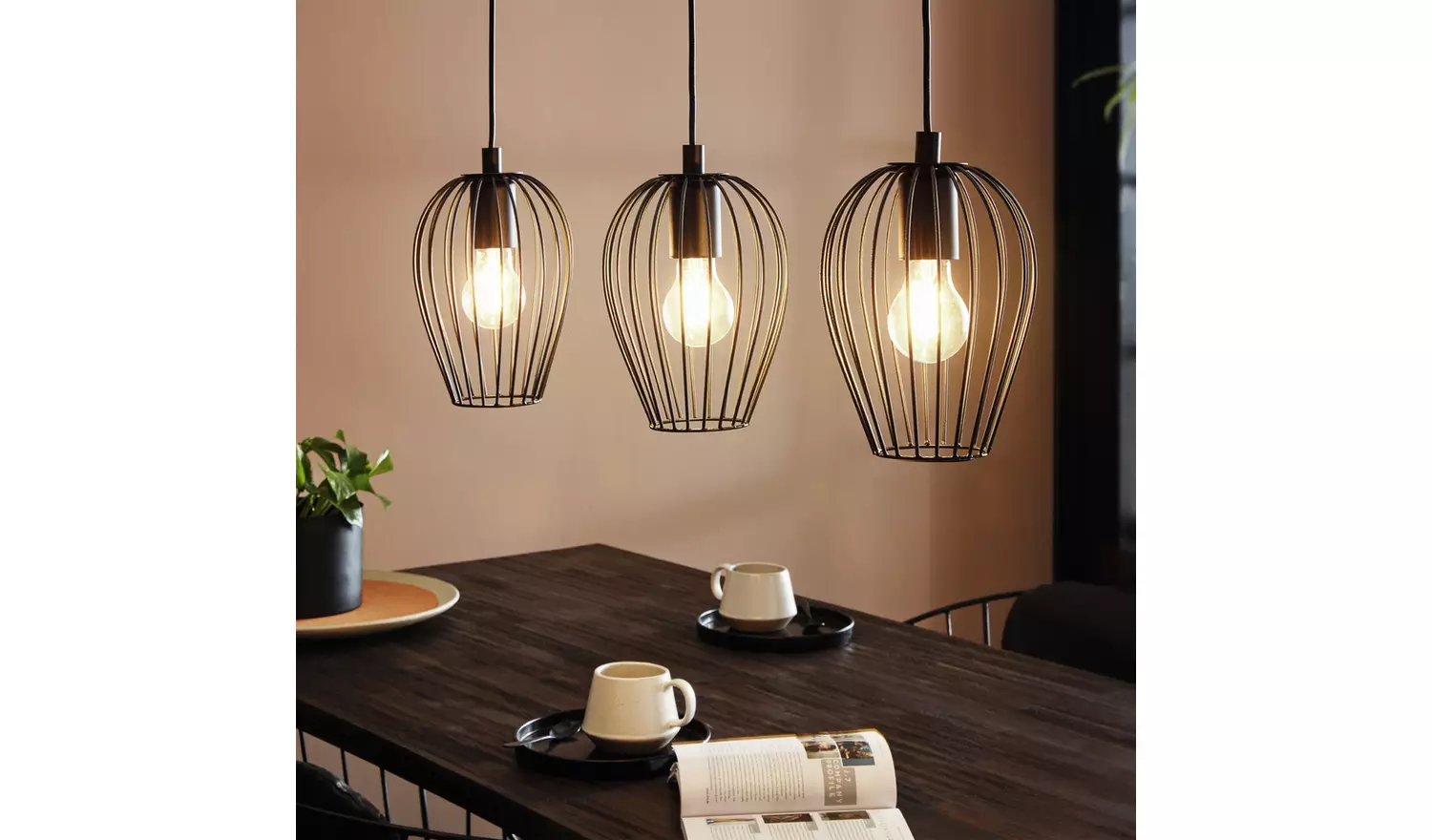 EGLO Newtown Steel 3 Light Pendant Light - Black