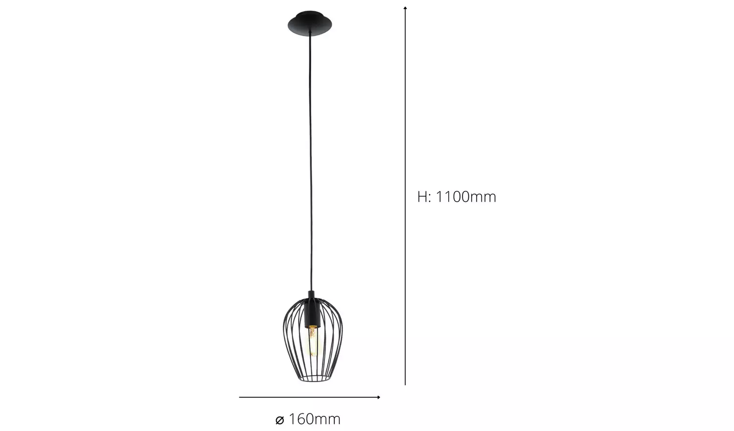 EGLO Newtown Steel Pendant Light - Black