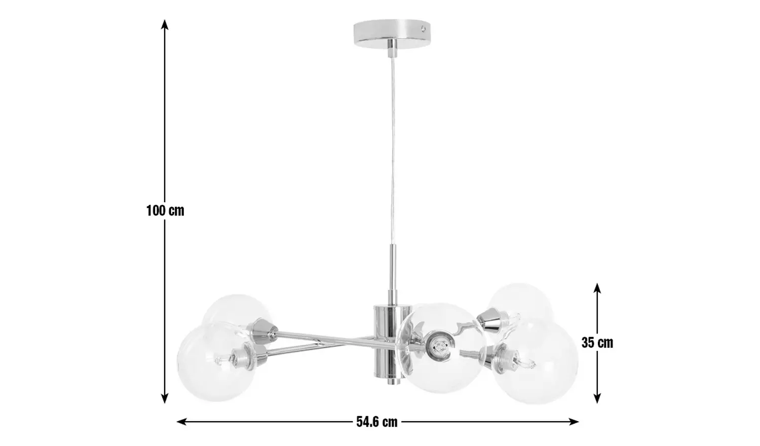 Habitat Sputnik Glass 6 Light Pendant Light - Chrome