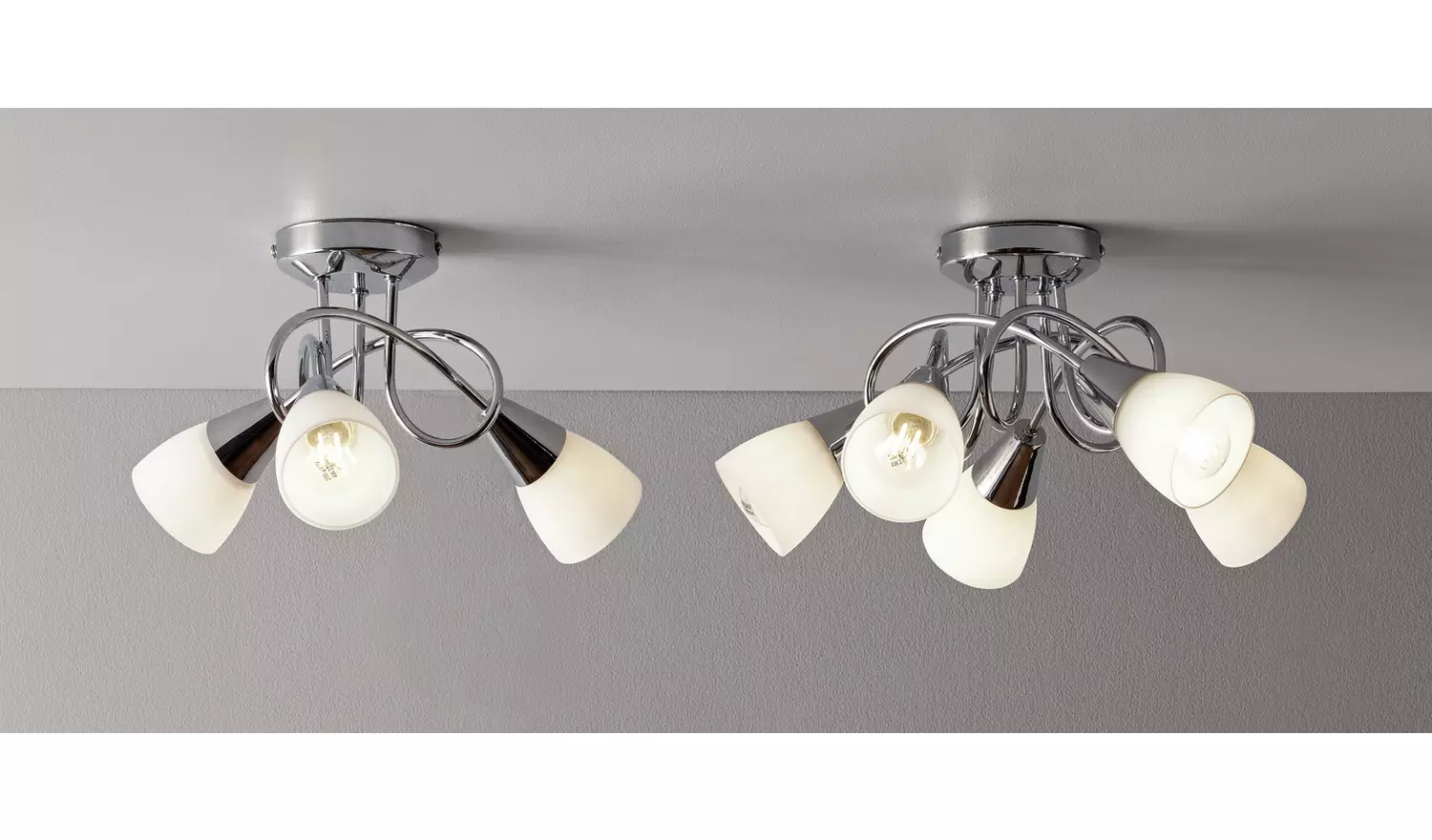 Argos Home Curico 3 Light Glass Opal Ceiling Light - Chrome