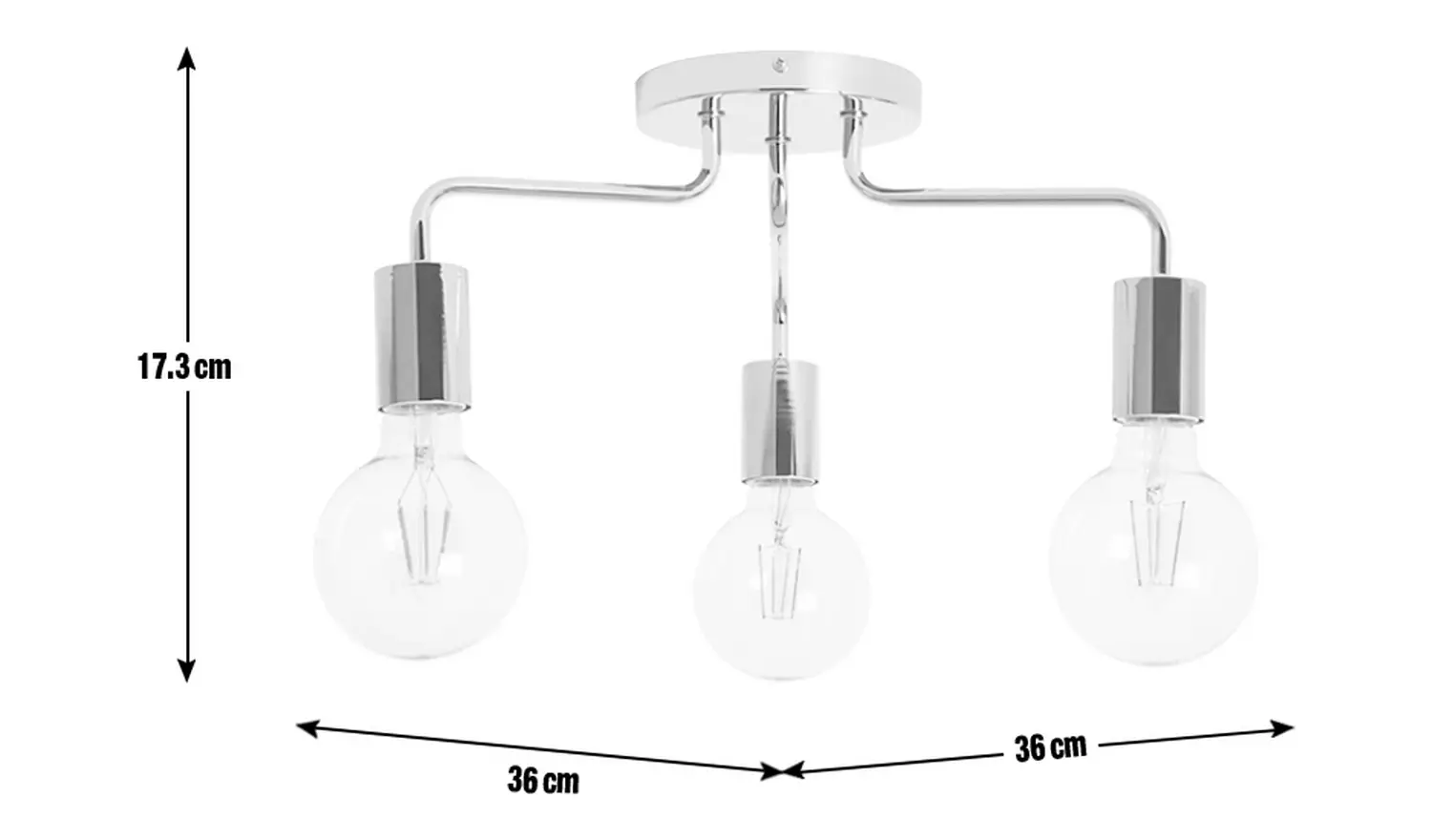 Habitat Rayner 3 Light Flush Ceiling Light -Chrome