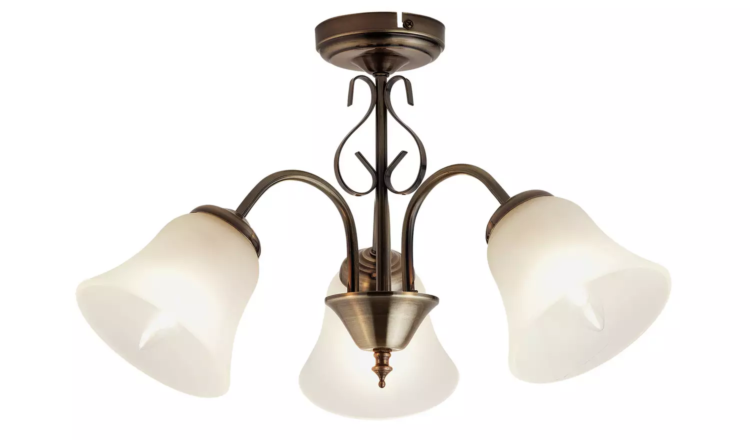 Argos Home Elisa 3 Light Glass Ceiling Light - Antique Brass