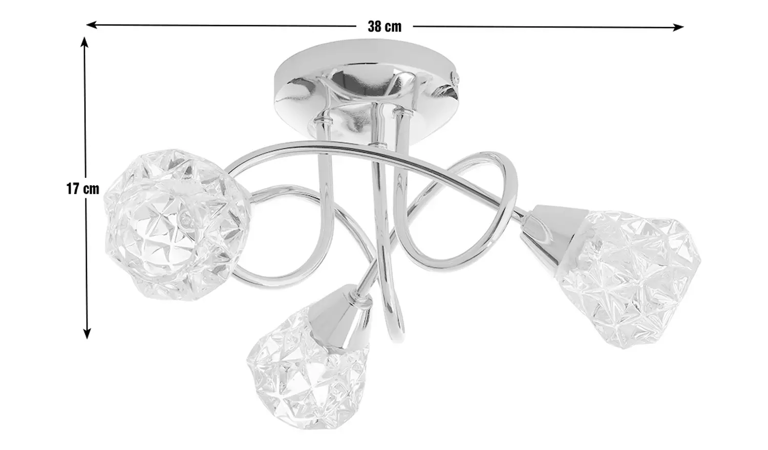 Argos Home Dico 3 Light Ceiling Light - Chrome & Glass