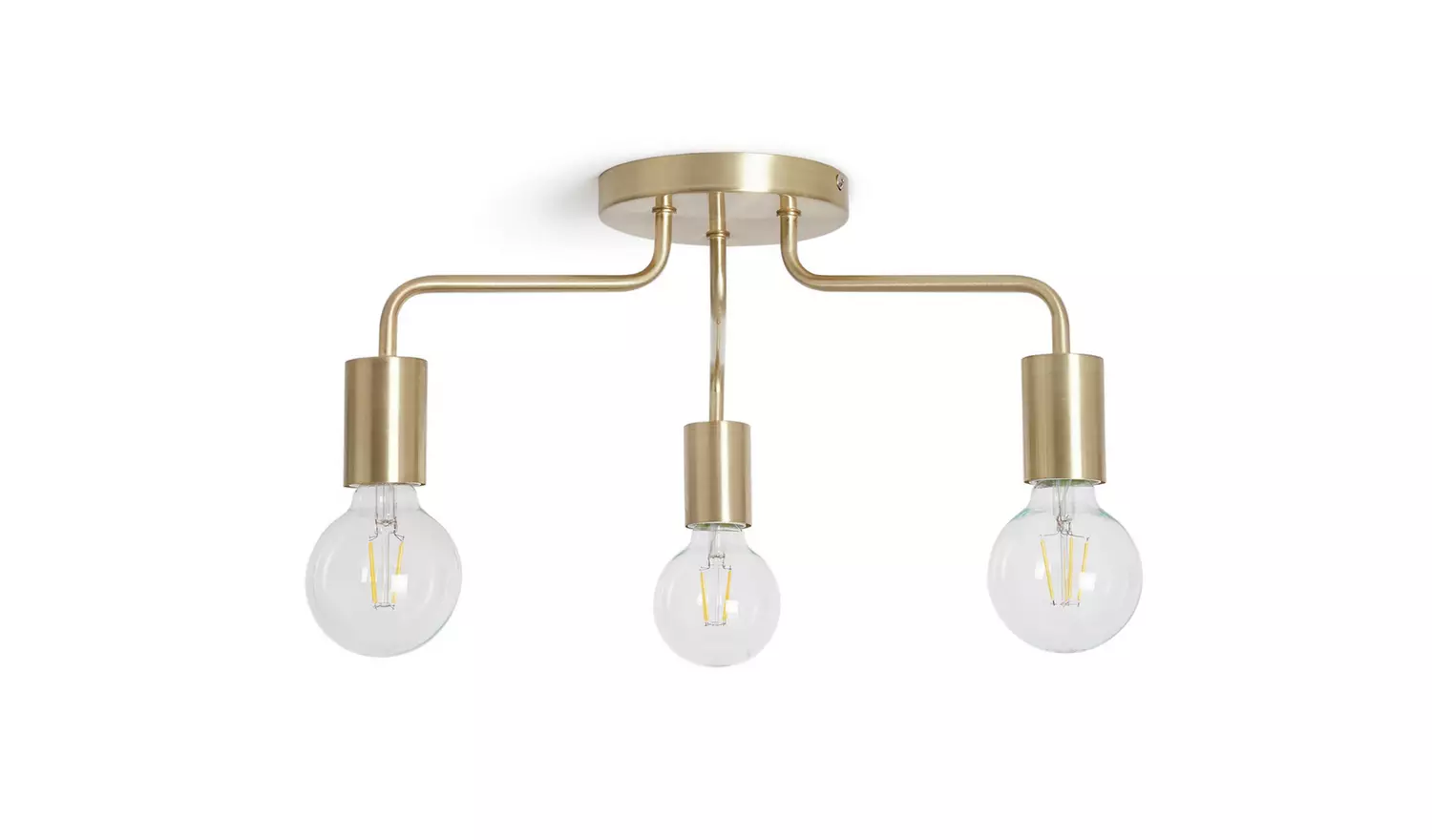 Habitat Rayner 3 Light Flush Ceiling Light - Brass