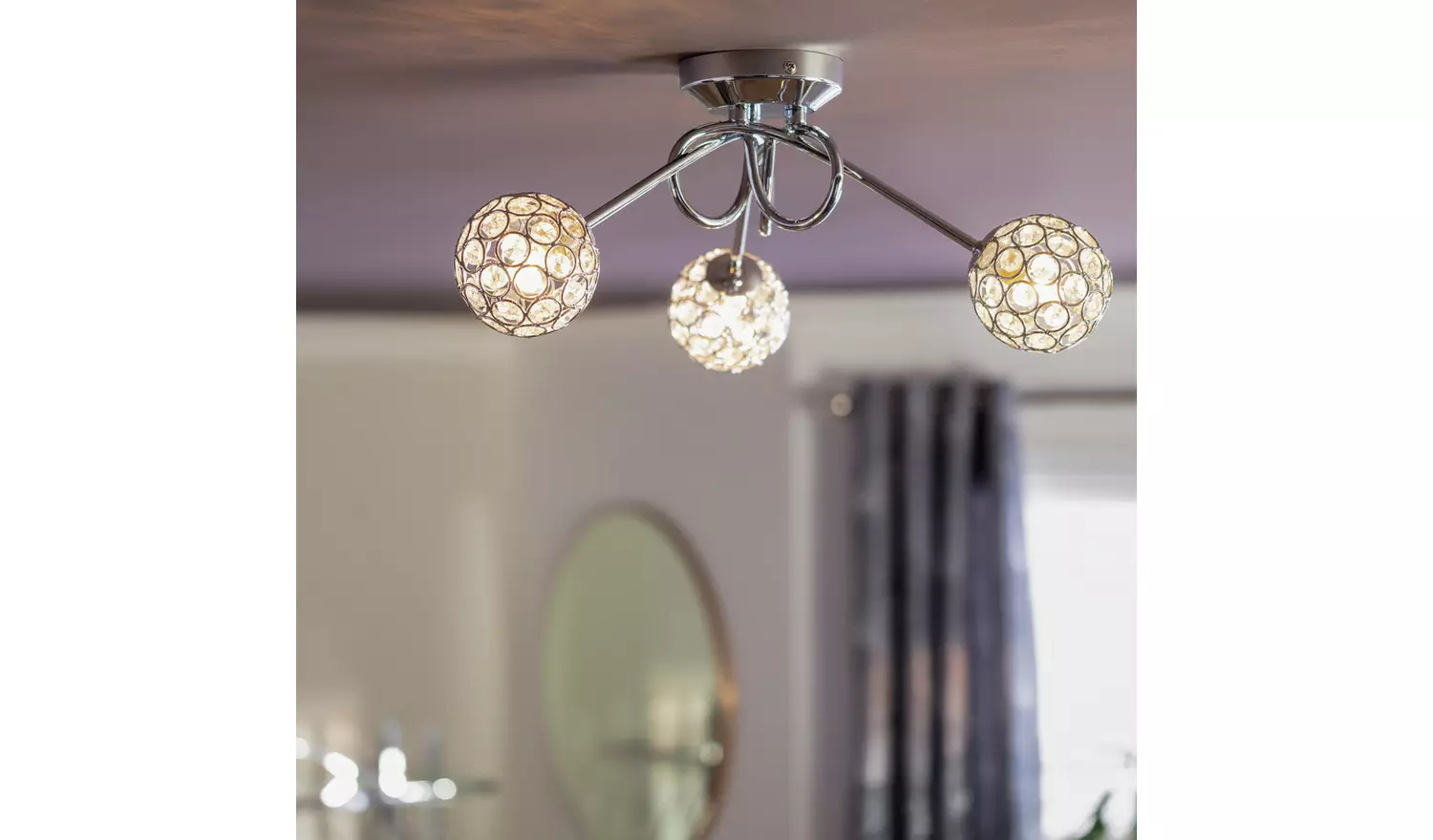 Argos Home Beaded Globes 3 Arm Ceiling Light - Metallic